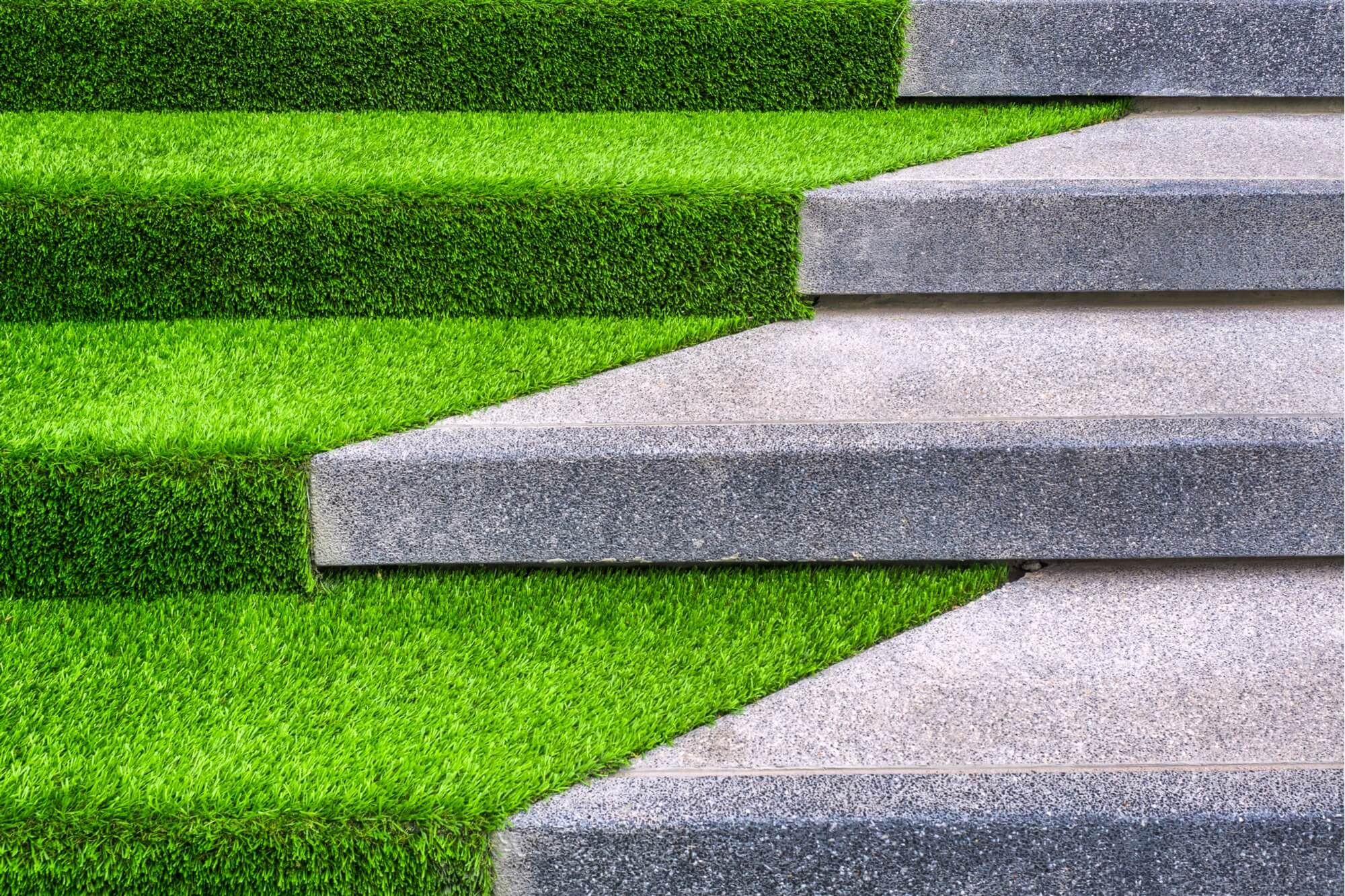 Artificial grass on concrete steps