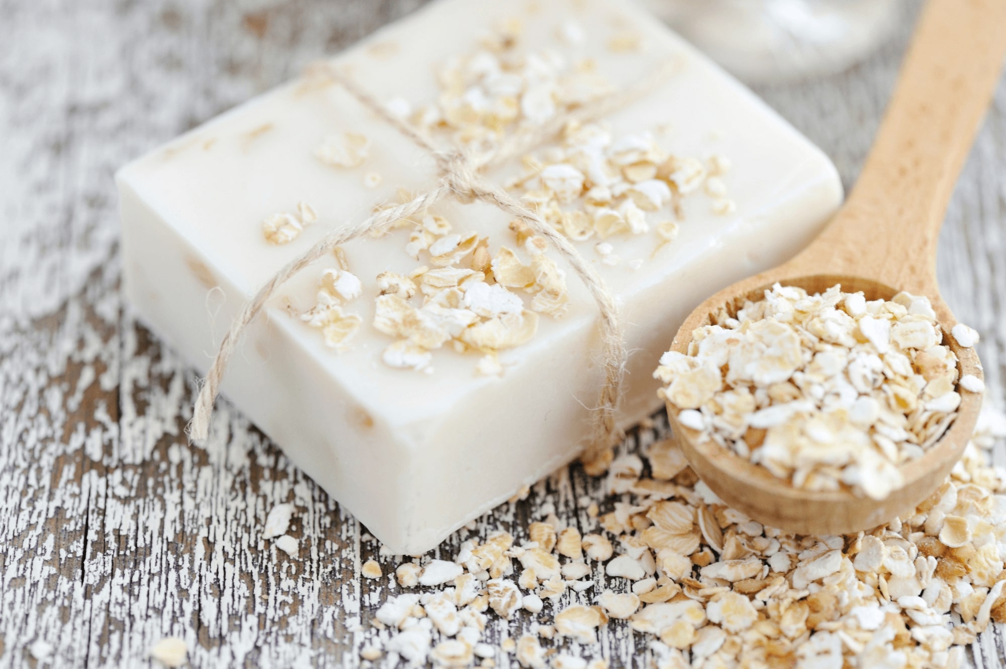 Oatmeal soap and oats.