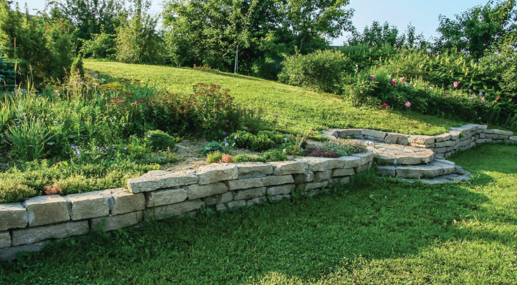 retaining wall used to stabilize a slope